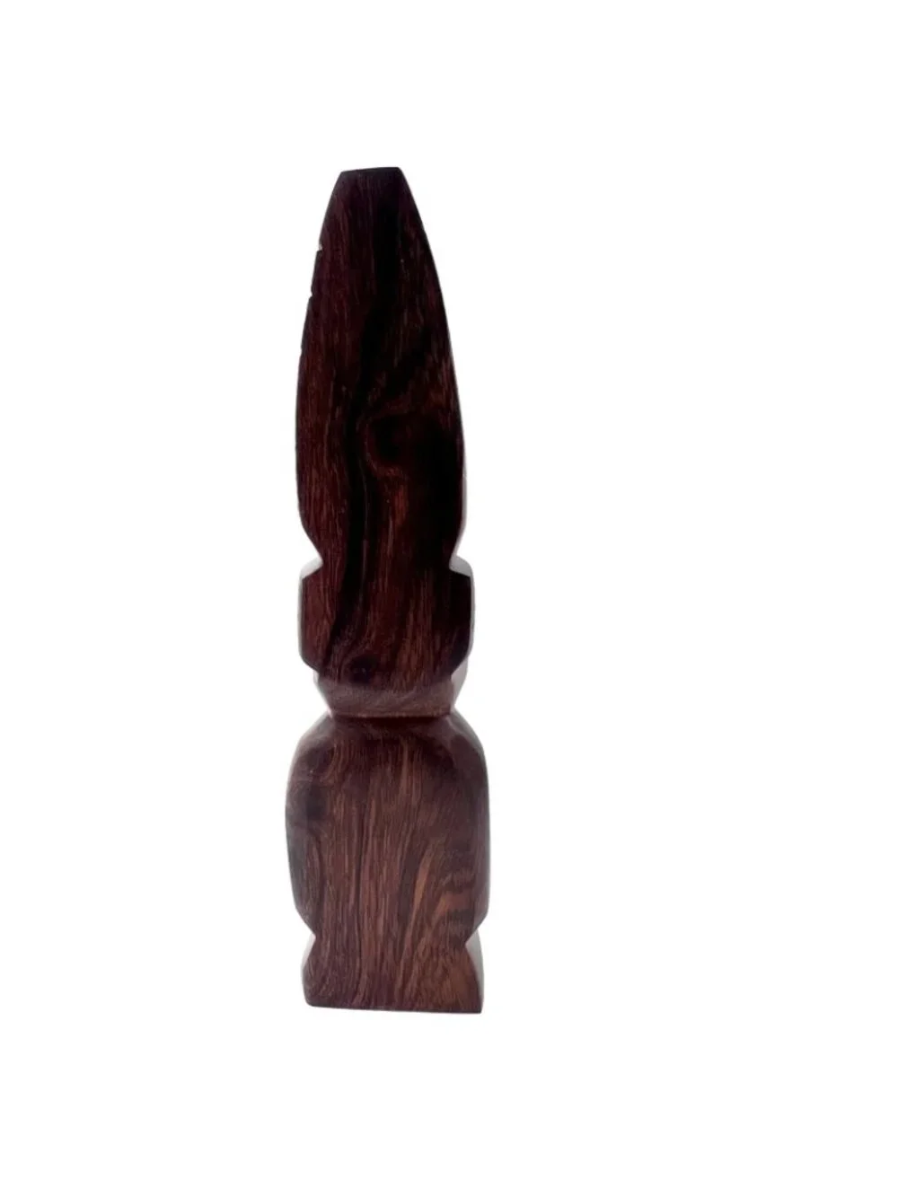 Wooden Figurine 8 Inches Tall Rich Brown Finish Unique Cultural Decor Piece